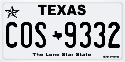 TX license plate COS9332