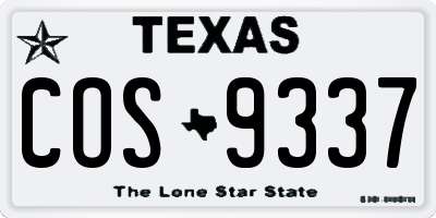 TX license plate COS9337