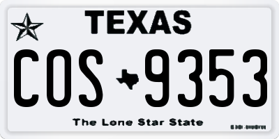 TX license plate COS9353