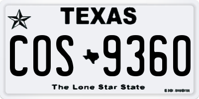 TX license plate COS9360