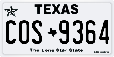 TX license plate COS9364