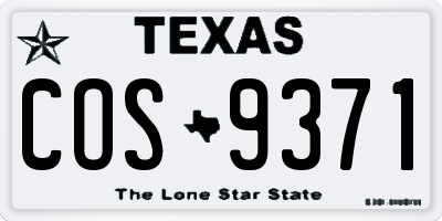 TX license plate COS9371