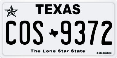 TX license plate COS9372