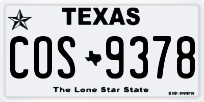 TX license plate COS9378