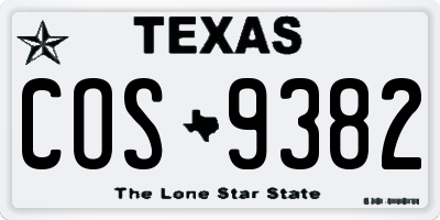 TX license plate COS9382