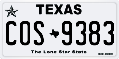 TX license plate COS9383