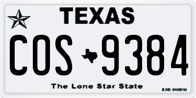 TX license plate COS9384
