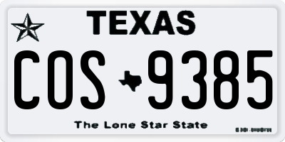 TX license plate COS9385