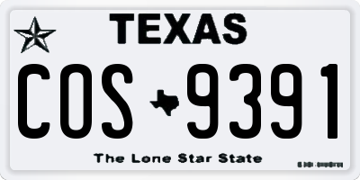 TX license plate COS9391