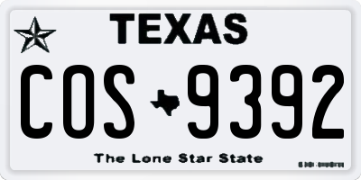 TX license plate COS9392
