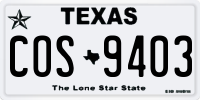 TX license plate COS9403