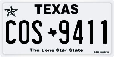 TX license plate COS9411