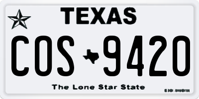 TX license plate COS9420