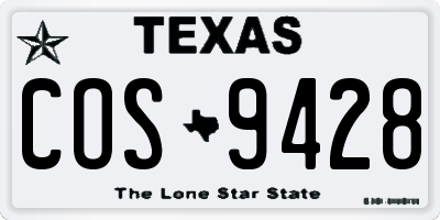 TX license plate COS9428