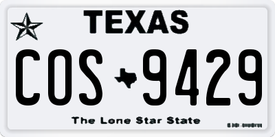 TX license plate COS9429