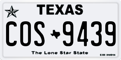 TX license plate COS9439