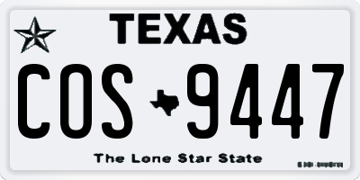 TX license plate COS9447