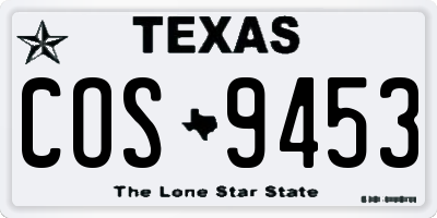 TX license plate COS9453