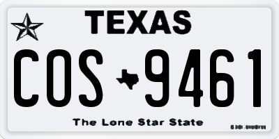 TX license plate COS9461