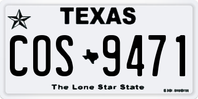 TX license plate COS9471