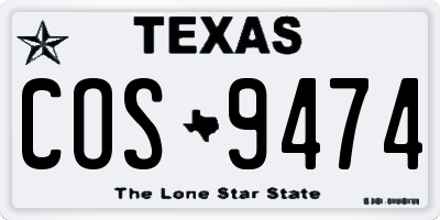 TX license plate COS9474