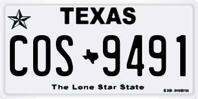 TX license plate COS9491
