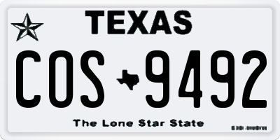 TX license plate COS9492