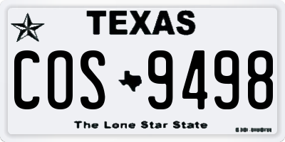 TX license plate COS9498