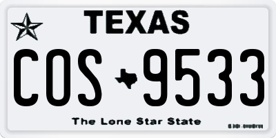 TX license plate COS9533
