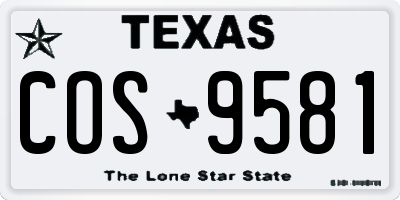TX license plate COS9581