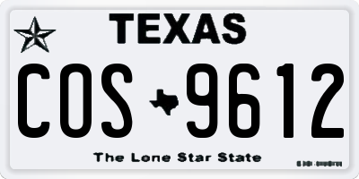 TX license plate COS9612
