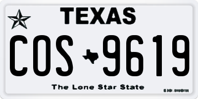 TX license plate COS9619