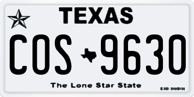 TX license plate COS9630