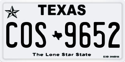TX license plate COS9652