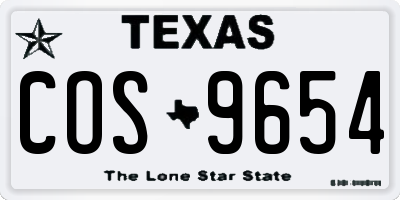 TX license plate COS9654