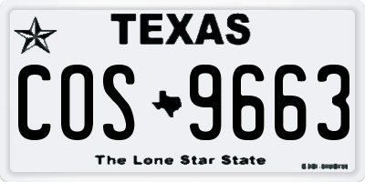 TX license plate COS9663