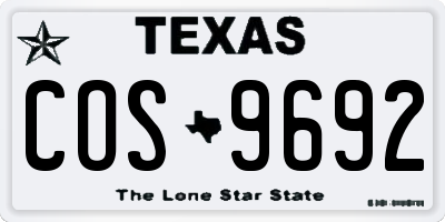 TX license plate COS9692