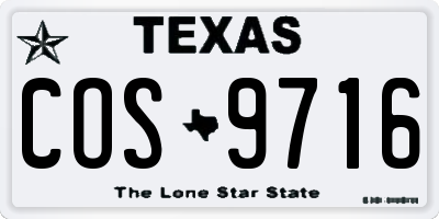TX license plate COS9716