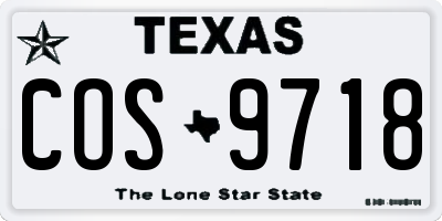 TX license plate COS9718