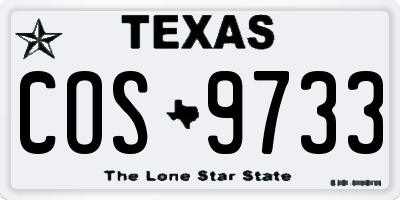 TX license plate COS9733