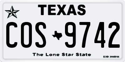 TX license plate COS9742