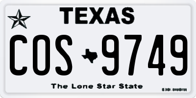 TX license plate COS9749
