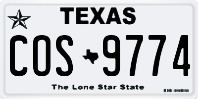 TX license plate COS9774
