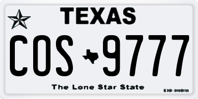 TX license plate COS9777