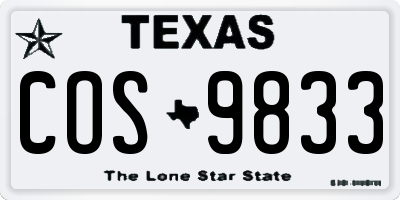 TX license plate COS9833