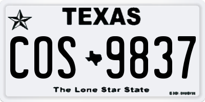 TX license plate COS9837