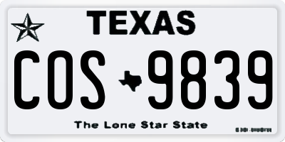 TX license plate COS9839