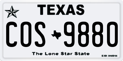 TX license plate COS9880