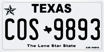 TX license plate COS9893
