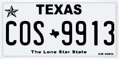 TX license plate COS9913